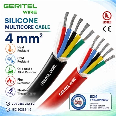 GERITEL WIRE 300/500V 4 Sq mm Heat Resistant Cable For Industrial Oven Power Cable SiHF-J