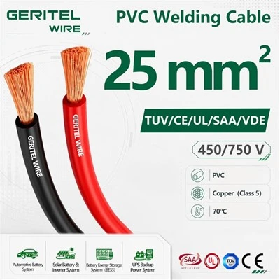 Heavy Duty 25mm² PVC Welding Cable For DC Battery Power