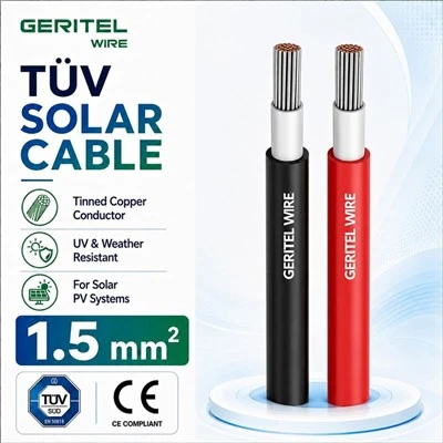 1.5mm2 H1Z2Z2-K Solar Cable 1500V DC Flexible Tinned Copper Wire