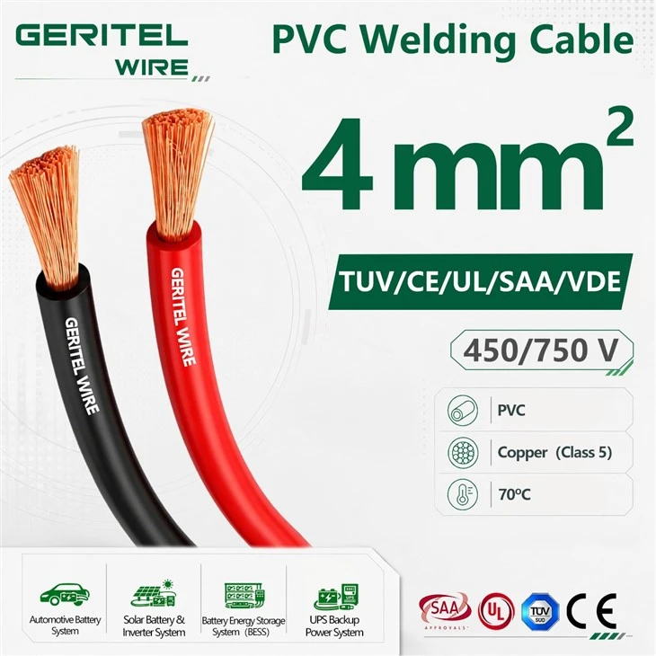 Solar Battery Inverter 4mm² Copper Welding Cable PVC Single Core