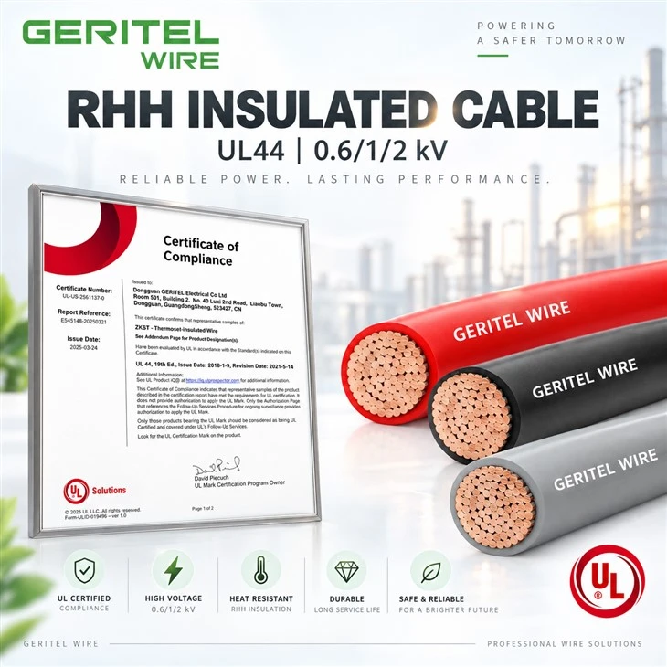 UL44 RHH Copper Wire 0.6/1/2 KV 90°C Thermoset Insulated Building Cable